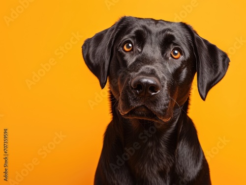 Dog Labrador Retriever on a yellow-orange background © Stitch