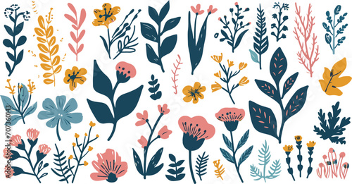 Set flowers. Hand drawn vector illustration