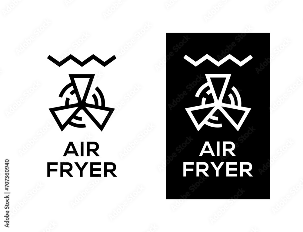 Positive and negative simple Air Fryer Technology Badge Logo Design. Fine line symbol vector Positive and negative simple Air Fryer Technology Badge Logo Design. Fine line symbol vector