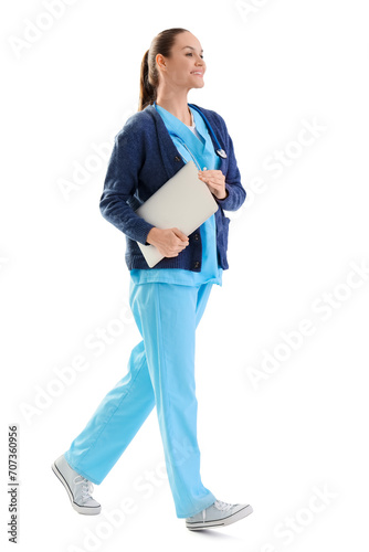 Female medical intern with ...