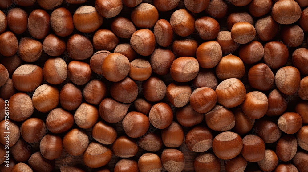 A striking view of numerous whole hazelnuts, evoking a sense of rustic charm and wholesome abundance. A striking view of numerous whole hazelnuts, evoking a sense of rustic charm and wholesome abundance.