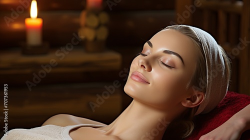 Beautiful young woman enjoying refreshing spa treatments for relaxation and rejuvenation