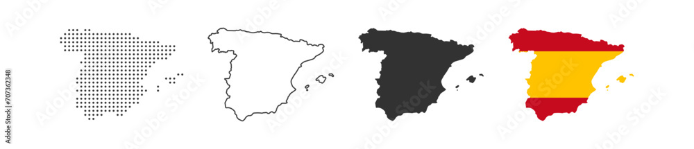 Spain map icon. Spain border. Country flag sign. Europe geography. Vector illustration.
