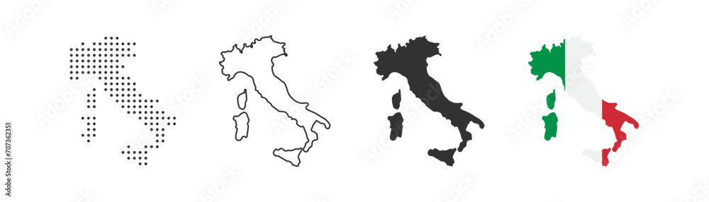 Italy map icon. Italy border. Country flag sign. Europe geography. Vector illustration.