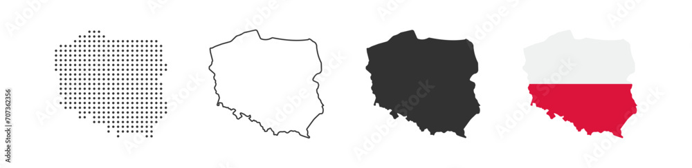 Poland map icon. Poland border. Country flag sign. Europe geography. Vector illustration.