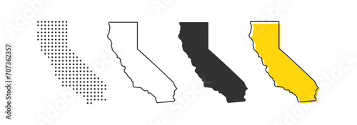 California state map of USA country. Geography border of American town. Vector illustration.