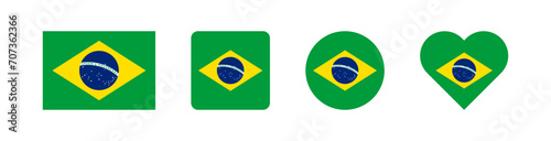 Brazil national flag icon. Brazilian patriotic emblem sign. South America country. Brasilia capital. Vector illustration.