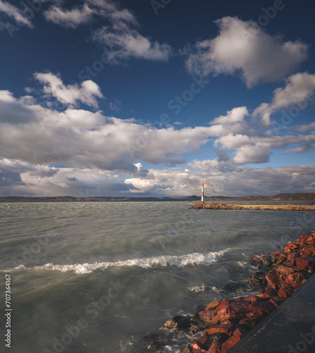 Lake Balaton in winter with...