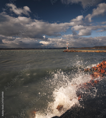 Lake Balaton in winter with...