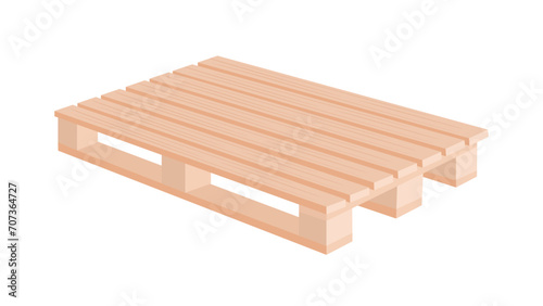 Vector wooden pallet for shipment, storage and transportation of goods in flat style isolated on white background. Warehousing service equipment. Empty wood tray for cargo in cartoon style. Vector
