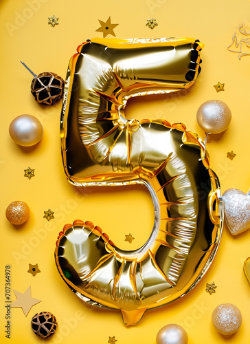 The numbers of the balls are voluminous gold