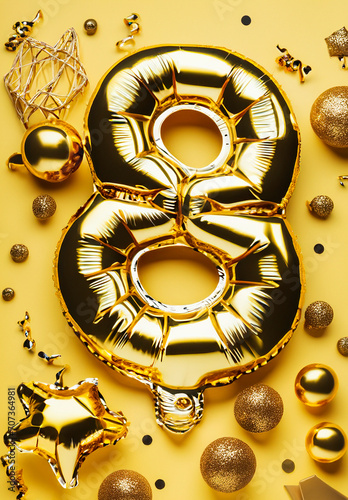 The numbers of the balls are voluminous gold