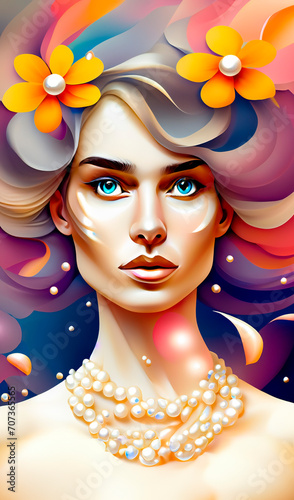 vector beautiful portrait of a woman