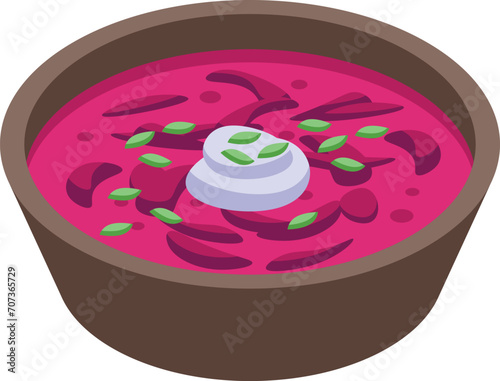 Cream food borsch icon isometric vector. Culinary food. Pork orange