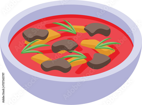 Borsch with vegetable icon isometric vector. Culture culinary. Fast food
