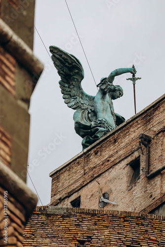 Rome, Italy - 27.12.2023: Castel Sant'Angelo in Rome on a cloudy December day photo