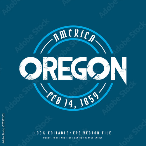 Oregon circle badge logo text effect vector. Editable college t-shirt design printable text effect vector	 photo