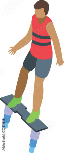 Fly water beach icon isometric vector. Wet action. Flyboard adventure