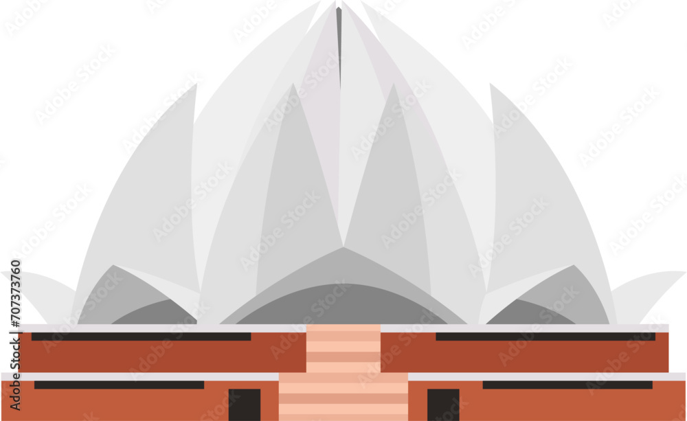 Φωτογραφία Lotus Temple vector illustration, simplified flat design of Bah ' House of Worship in Delhi, India