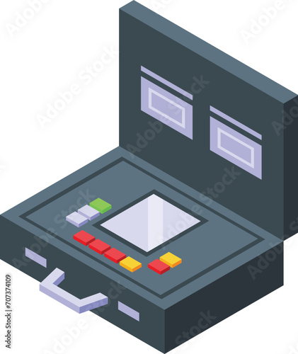 Nuclear weapon case icon isometric vector. Army gun battle. Firearm ordnance