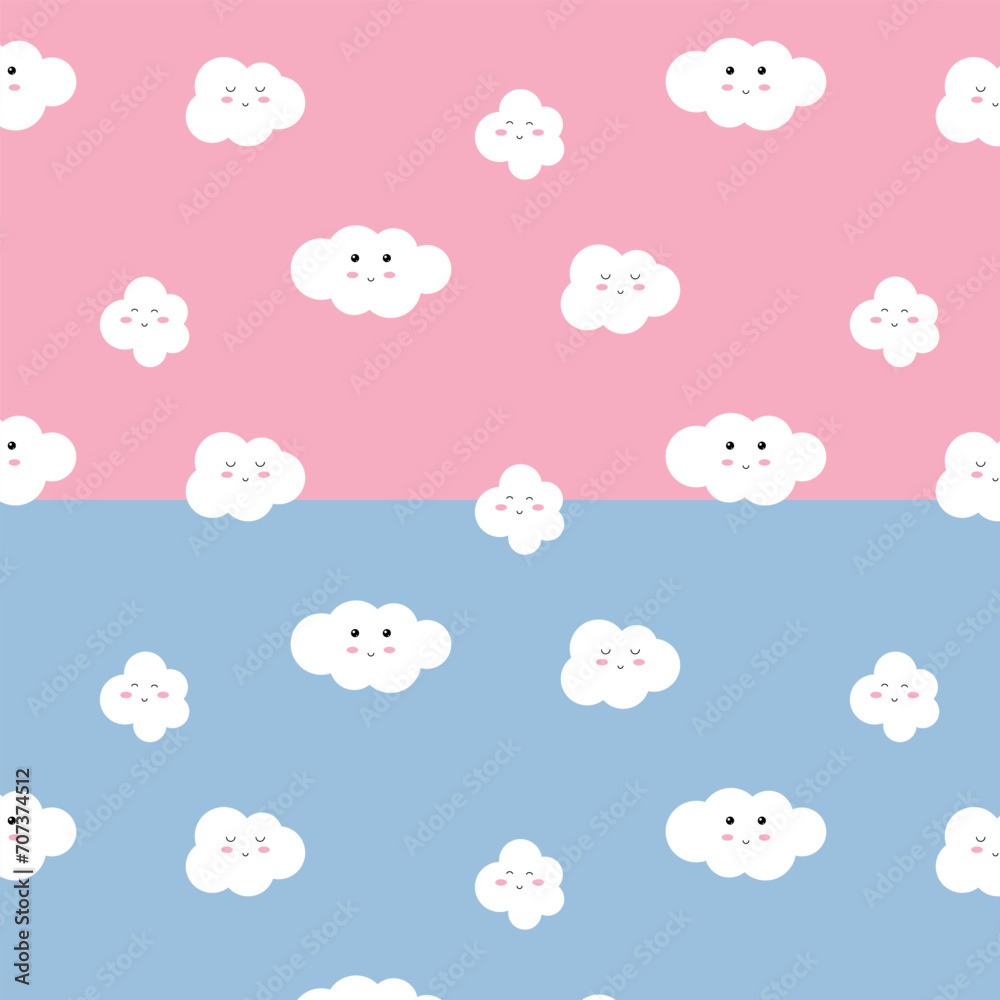 Web Cute clouds. Cute clouds seamless pattern.