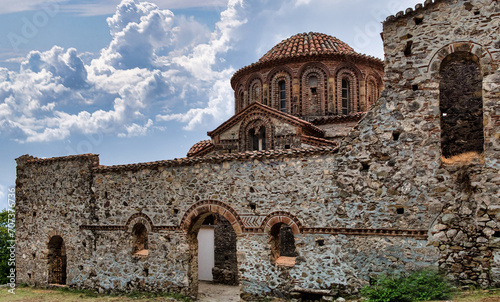 The Byzantine church of Hagia Sophia (Agia Sofia) located in the famous archaeological site of Mystras in Peloponnese, Greece