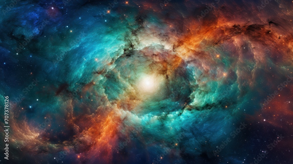 Space background. Colorful nebula with stars in deep space.