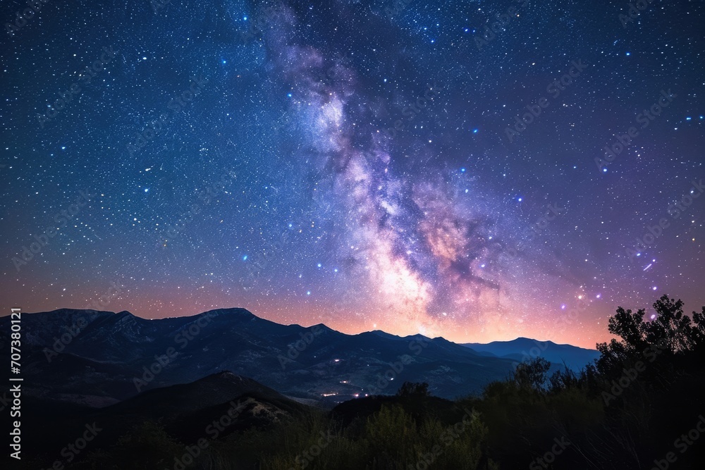 Cosmic Serenity: A Night of Wonder Under the Starry Sky, with the Milky Way Shining Bright - A Beautiful Blend of Astrology, Astronomy, and Celestial Beauty.

