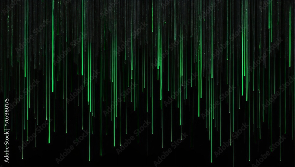 Green lines on black background raining downward data Green lines on black background raining downward data