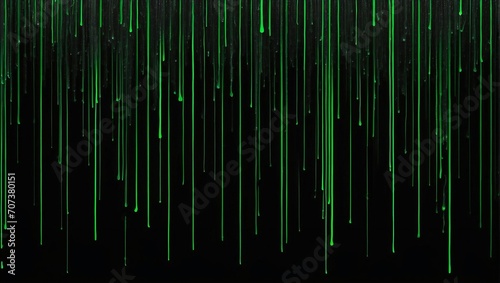 Green lines on black background raining downward data