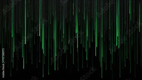Green lines on black background raining downward data