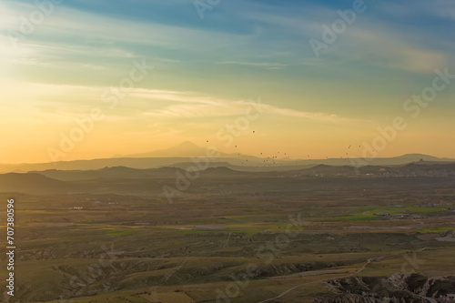 Obraz na płótnie Aerial view over Cappadocia landscape. w salonie