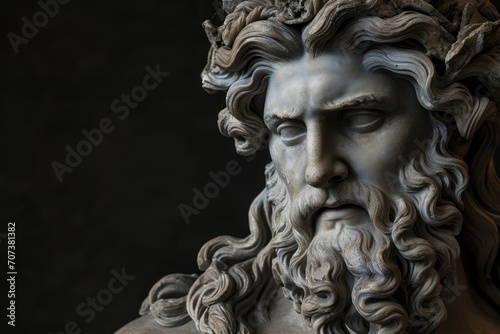 The Olympian King  Zeus Isolated in Majestic Splendor  a Powerful Figure Against a Dark Background  Symbolizing the Supreme Deity of Greek Mythology.  