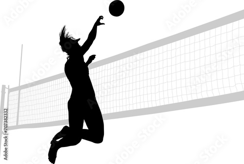 silueta, voleibol, pegatina, vector, juego, salto, jugador, playa photo