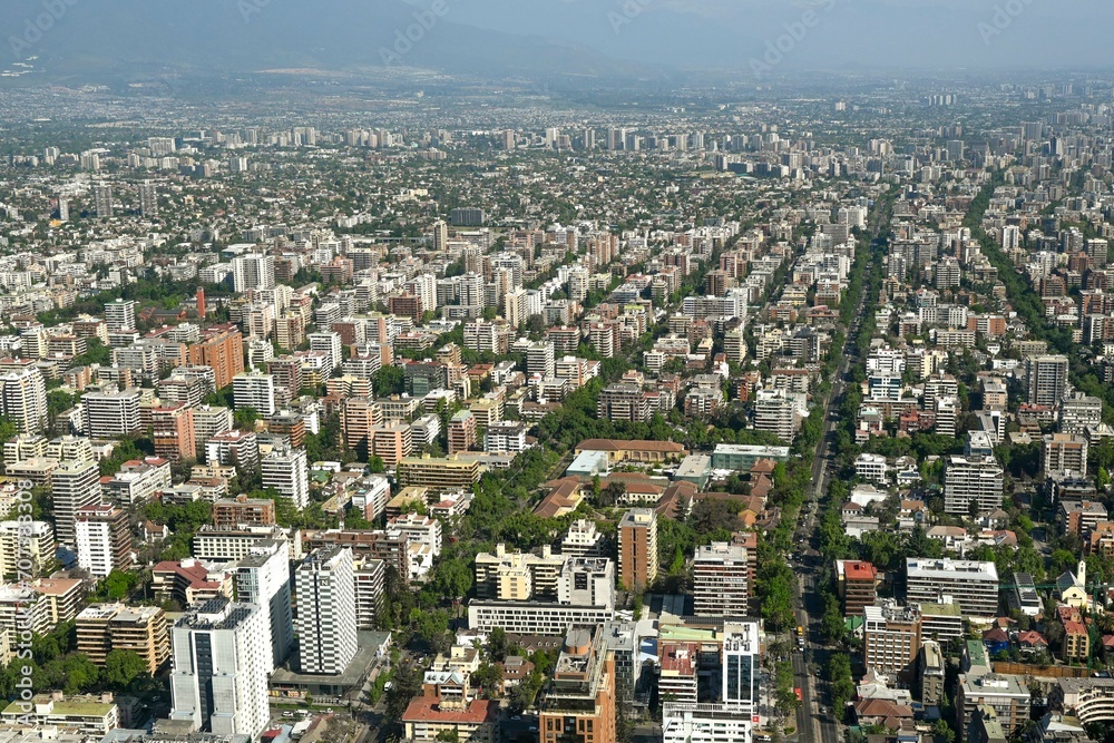 Santiago, Chile, October 22, 2023, city view showing the architecture of the buildings and houses Santiago, Chile, October 22, 2023, city view showing the architecture of the buildings and houses