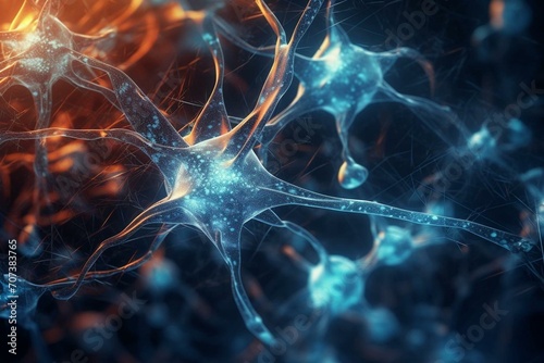 Abstract medical background with intricate rendering of interconnected neurons. Generative AI