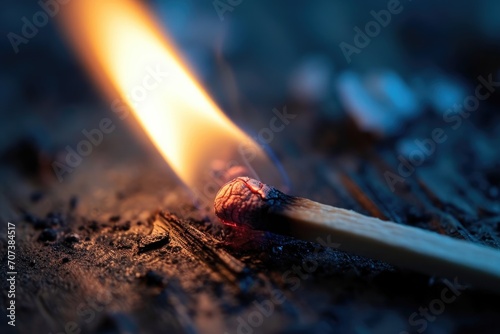 Burning match flame