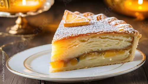 Traditional French epiphany cake Gallette des rois or French King Cake
