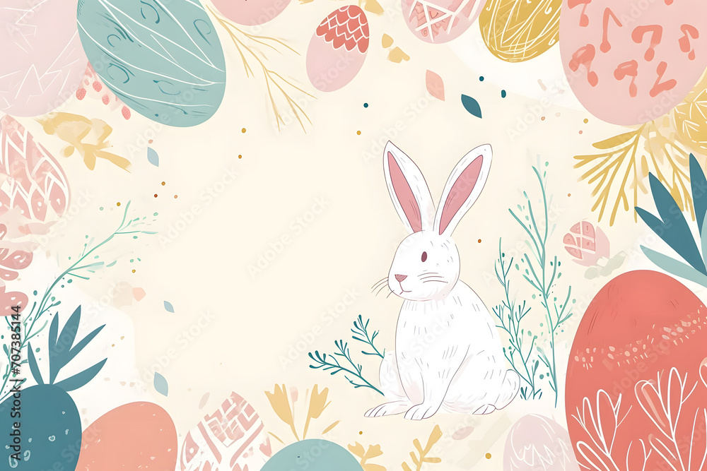 Happy Easter with eggs and bunny rabbit on background. Happy Easter with eggs and bunny rabbit on background.