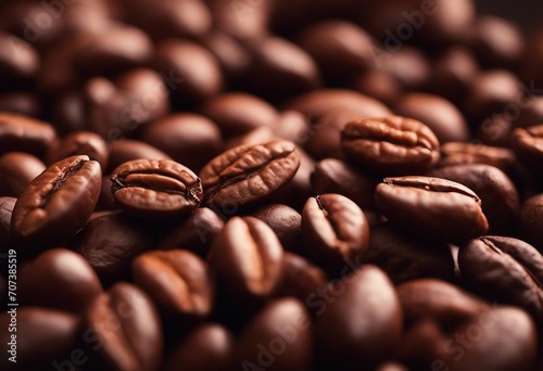 Roasted cocoa beans closeup on a blurred background