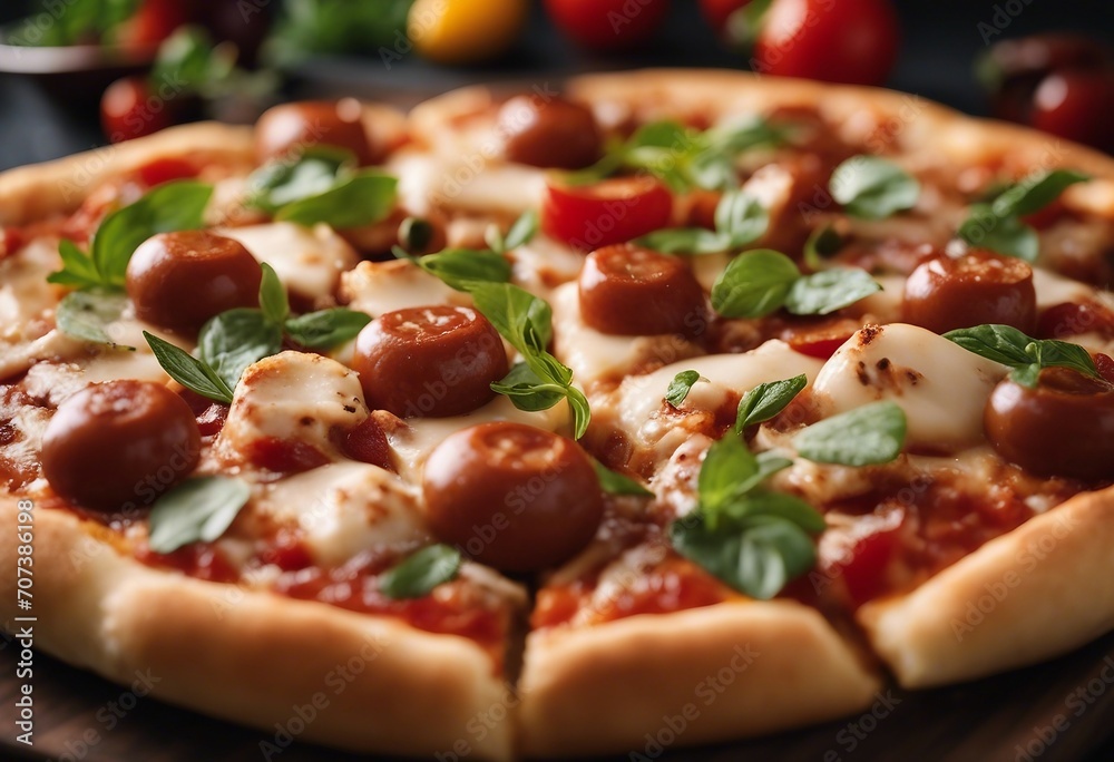 Sausage pizza isolated Sausage pizza isolated
