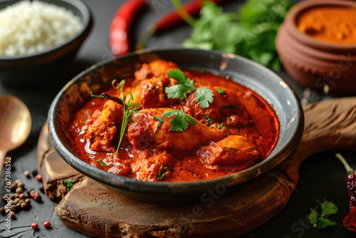 Hot and spicy Goan style chicken curry photo