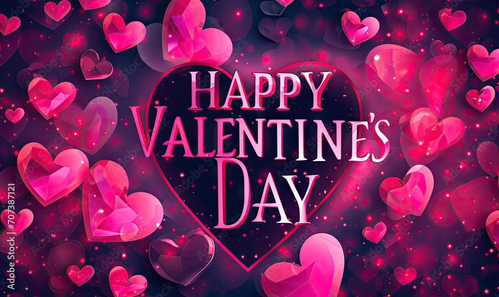 happy valentine day wallpaper with lots of heart shaped hearts Generative AI - obrazy, fototapety, plakaty 