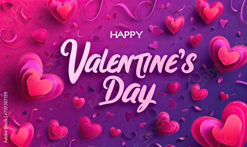 happy valentine day wallpaper with lots of heart shaped hearts Generative AI