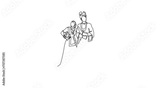 Animated self drawing of Indian wedding ceremony vector illustration. Indian bride complete with wedding costume design illustration simple linear style vector concept. Indian design vector asset.
