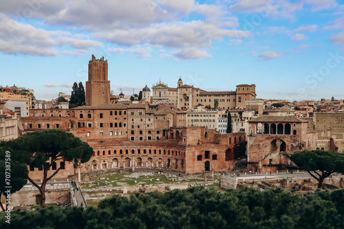 Photography View from the Vittoriano to the Roman Forum and the Colosseum, at sunset
