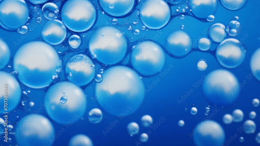 bubbles in water, Water drops or oil bubbles on blue background. Website, application, modern popular games template. Computer, laptop wallpaper. Design for landing, showing product, service