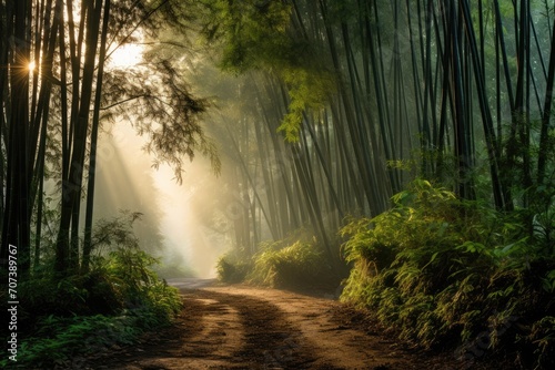 Morning bamboo forest