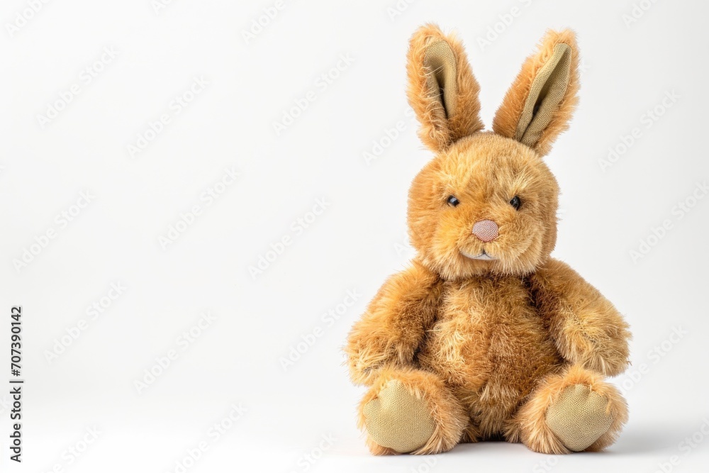 Obraz premium Plush bunny toy on white surface