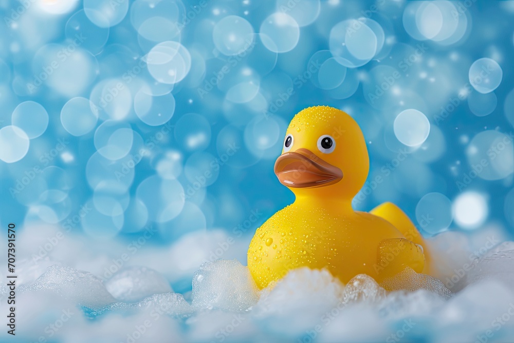 Rubber duck on blue background Rubber duck on blue background